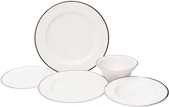 Tunisie Porcelain Leila Dinner Set With Platinum Rim For 6 People Set For Home Uses, Restaurants & Hotels, Set Of 20 Pcs.