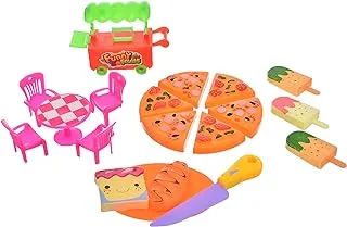 Generic Plastic Eat Toy with Food Car And Dining Table for Unisex Children set of 9 pieces - Multi Color