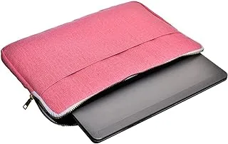 Accelerate Embossed Pink White Leather Protective 15-15.6 inch Premium Laptop Sleeve Case with Zipper and Front Pocket for Accessories | Slim Design Laptop Bag compatible with MacBooks and Laptops