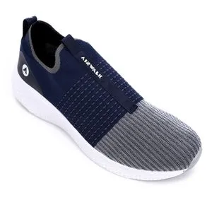 Air Walk Self Pattern Slip On Canvas Sneakers - Navy Blue & Grey