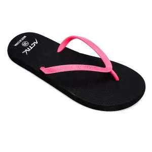 Activ Bi-Toned Women Thong Slippers - Black & Fuchsia