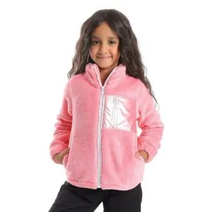 AlNasser Zip Through Neck Girls Jacket With Pocket - Rose