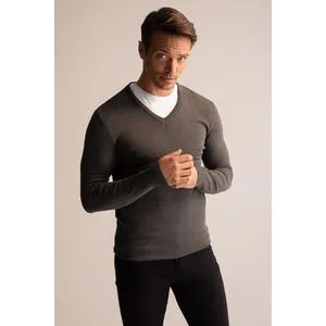 Defacto Man Regular Fit V Neck Tricot Pullover