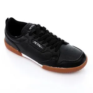 Activ Leather Lace Up Black Sneakers