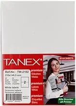 TANEX COMPUTER STICKER WHITE 20 PAPERS 210 × 148.5 MM / 2 A4 TW-2102