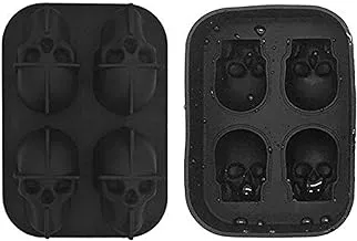 2 Pack 3D Silicone Skull Mold Ice Cube Mold, Black