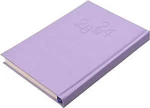 Borg El-Arab High Quality Large Arabic Desk Dairy 2024 Leather Hard Cover With All Emergancy Number List - Lilac