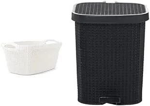 Laundry Basket Palm Oval White + Large palm trash bin - multiple colors