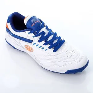 Activ White With Touch Of Neon Leather Hockey Football Sneakers