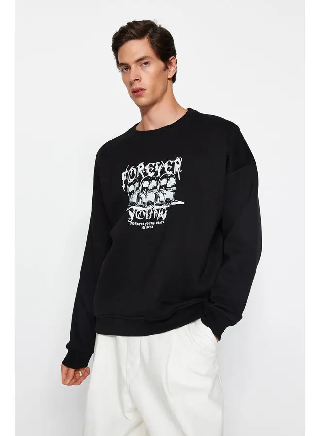 trendyol Sweatshirt - Black - Oversize