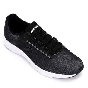 Air Walk Self Pattern Lace Up Canvas Sneakers - Black