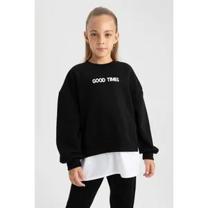 Defacto Girl Knitted Oversize Fit Bike Neck Long Sleeve Sweat Shirt