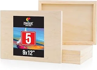 Wood Canvas Panels Set of 5-9x12 Inch - Pin & Birch Wooden Canvases - All Types of Paint, Burning, String Art, Mixed-Media, Pouring, Wood Arts and Crafts