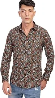 COUP Regular Fit All over print Shirt For Men Color Khaki Size M