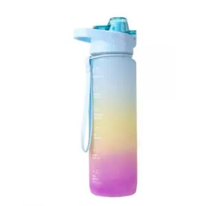 Motivational Water Bottle With Straw,.Violet Blue Gradient