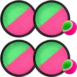 MoonSing Velcro Ball Set, Velcro Game Catch Ball Game High Quality Throw and Catch Ball Games with 4 Catching Discs and 2 Balls, Ball Game for Children Adults Fun Outdoor Game