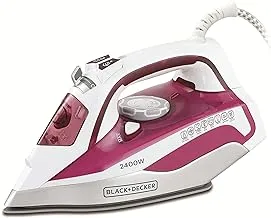 BLACK+DECKER 2400W Steam Iron with Auto Shutoff and Ceramic Soleplate Magenta X2400-B5-2 Years Official Warranty