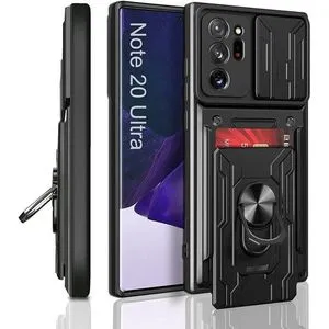 Samsung Note 20 Ultra Full Protection Case With Card Bag, Ring & Slider Camera Cover