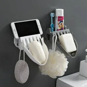 2 Pieces-Soap Box And Adhesive Bathroom Accessories Shelf