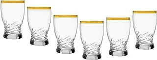 Segaey ADRASAN Glass/Golden Rim / 6 Pcs / 305 cc - 10.25 Oz/Elegant design, Trusted Brand, Attractive shape of Water, Soft Drink, Sparkling Drink, Smoothies, Juices/High Quality Materials