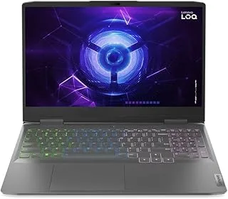 لاب توب لينوفو LOQ 15IRH8 للألعاب - i7-13620H 10 نواة، شريحة AI: LA1، رسومات NVIDIA GeForce RTX 4050 6GB GDDR6، ذاكرة الوصول العشوائي DDR5 16 جيجا، 512 جيجا SSD، 15.6 بوصة FHD (1920x1080) IPS 350nits 144 هرتز + ماوس Lenovo LOQ RGB