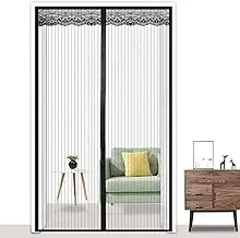 Generic essential Magnetic Mesh Door Fly Insect Screen Curtain Top-to-Bottom Seal Shuts Automatically (Black, 90 x 210CM)