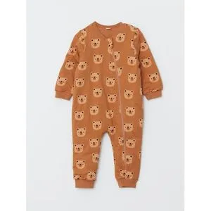 LC Waikiki Crew Neck Long Sleeve Printed Baby Boy Jumpsuit