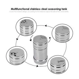 Stainless Steel Seasoning Cans With Rotating Cover - 2 Pcs