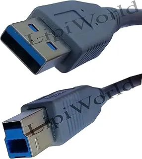 كابل طابعة LipiWorld 3.0 كابل USB عالي السرعة A ذكر إلى B ذكر كابل طابعة كابل الماسح الضوئي - 1.5 متر، رمادي