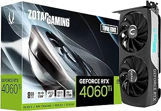 ZOTAC Gaming GeForce RTX 4060 Ti 8GB Twin Edge DLSS 3 8GB GDDR6 128-bit 18 Gbps PCIE 4.0 بطاقة رسومات الألعاب المدمجة، IceStorm 2.0 تبريد متقدم، إضاءة Spectra RGB، ZT-D40610E-10M