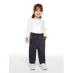 LC Waikiki Elastic Waist Embroidery Detailed Baby Girl Denim Trousers