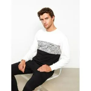 LC Waikiki Crew Neck Long Sleeve Color Block Men's Sweatshirt