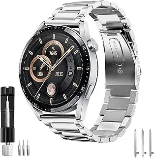 Strap Compatible with Huawei Watch 3 Strap/Huawei Watch 3 Pro Straps, 22mm Metal Bracelet Band for Huawei Watch 3/Watch3 Pro Replacement (Black)