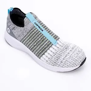 Air Walk Self Pattern Slip On Canavas Sneakers - White & Grey