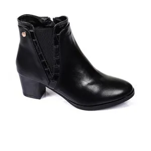 Dejavu Leather Zipper Ankle Boots - Black