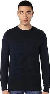 U.S. Polo Assn. Men Mixed Material-Standard-Full Sleeves-Round Pullover Sweater