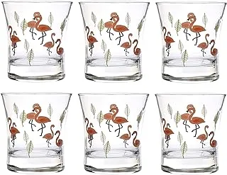 Pasabahce Azur Old Fashioned Glass For Home Uses, Restaurants & Hotels, 240ml Set Of 6 Pcs. - Flamingo Decal