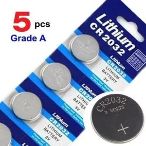 5-Piece Coin Battery Set Silver Cr-2032