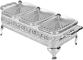 Queen Anne rectangular appetizer plate Triple silver plated (3 lids + 3 glass plates) Royal