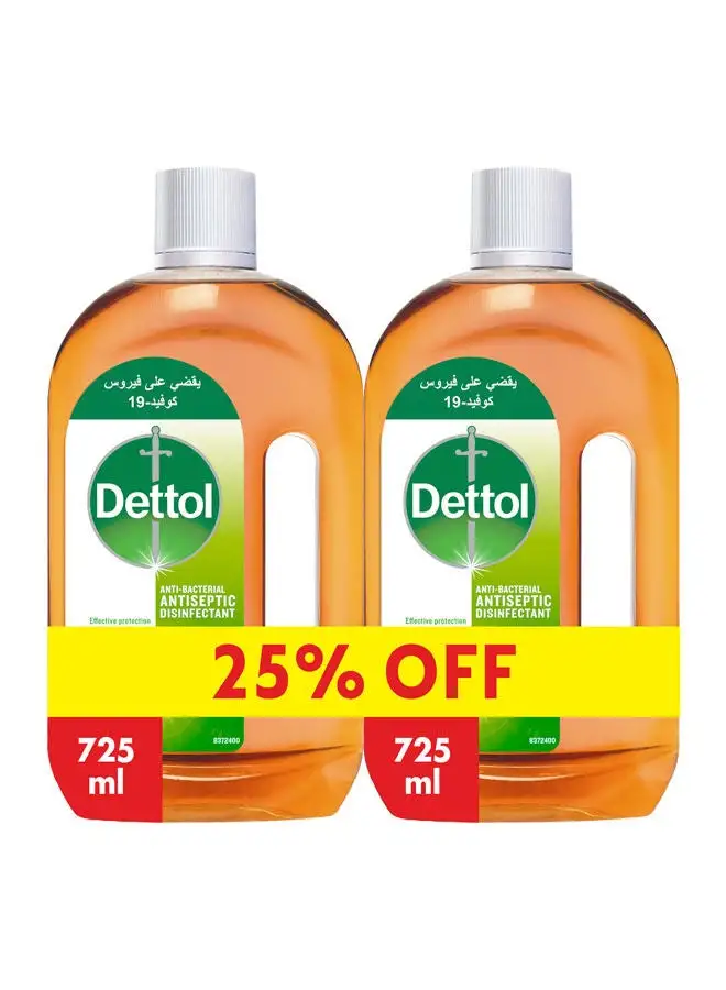 Dettol Anti Bacterial Antiseptic Disinfectant 1+1 Free 25% Off Orange 725ml