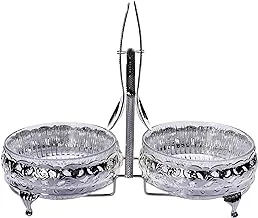 Queen Anne silver plated round jam serving dish Duo with stand + 2 royal glass plates Royal 0/4333/7