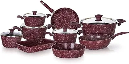 Top Chef Granite Cookware Set 14-Pieces, Burgundy