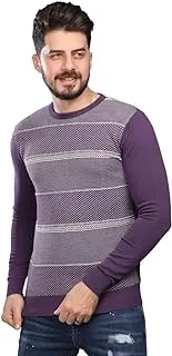 COUP mens Slim Fit Striped Sweater With Round Neck And Long Sleeves For Men Pullover Sweater