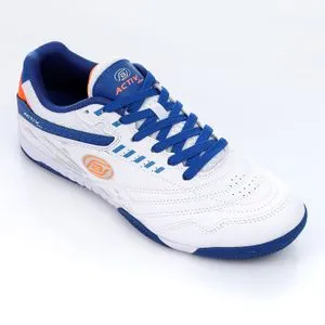 Activ White With Touch Of Neon Lace Up Indoor Football Sneakers