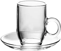 Blink Max Mug Set, Pure Glass, 6 Pieces Set with 6 Pieces Saucer, Code: 316