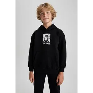 Defacto Boy Knitted Oversize Fit Hooded Long Sleeve Sweat Shirt