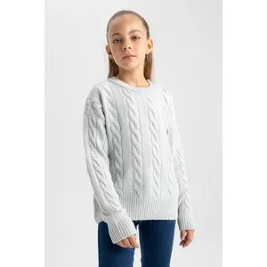 Defacto Girl Tricot Regular Fit Crew Neck Long Sleeve Pullover