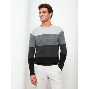 LC Waikiki Crew Neck Long Sleeve Color Block Men's Knitwear Sweater