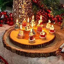 SA Products Christmas Tealight Candles – 12pc Tealight Candle Gift Set with Santa, Snowman, Acorn, Christmas Candle Tree Decorations – Christmas Lights for Table Centrepiece, Home Décor, Party, Dinner