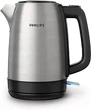 Philips Daily Collection Stainless Steel Kettle 2200 Watts, Silver/Black,1.7 Liters Capacity,HD9350/90